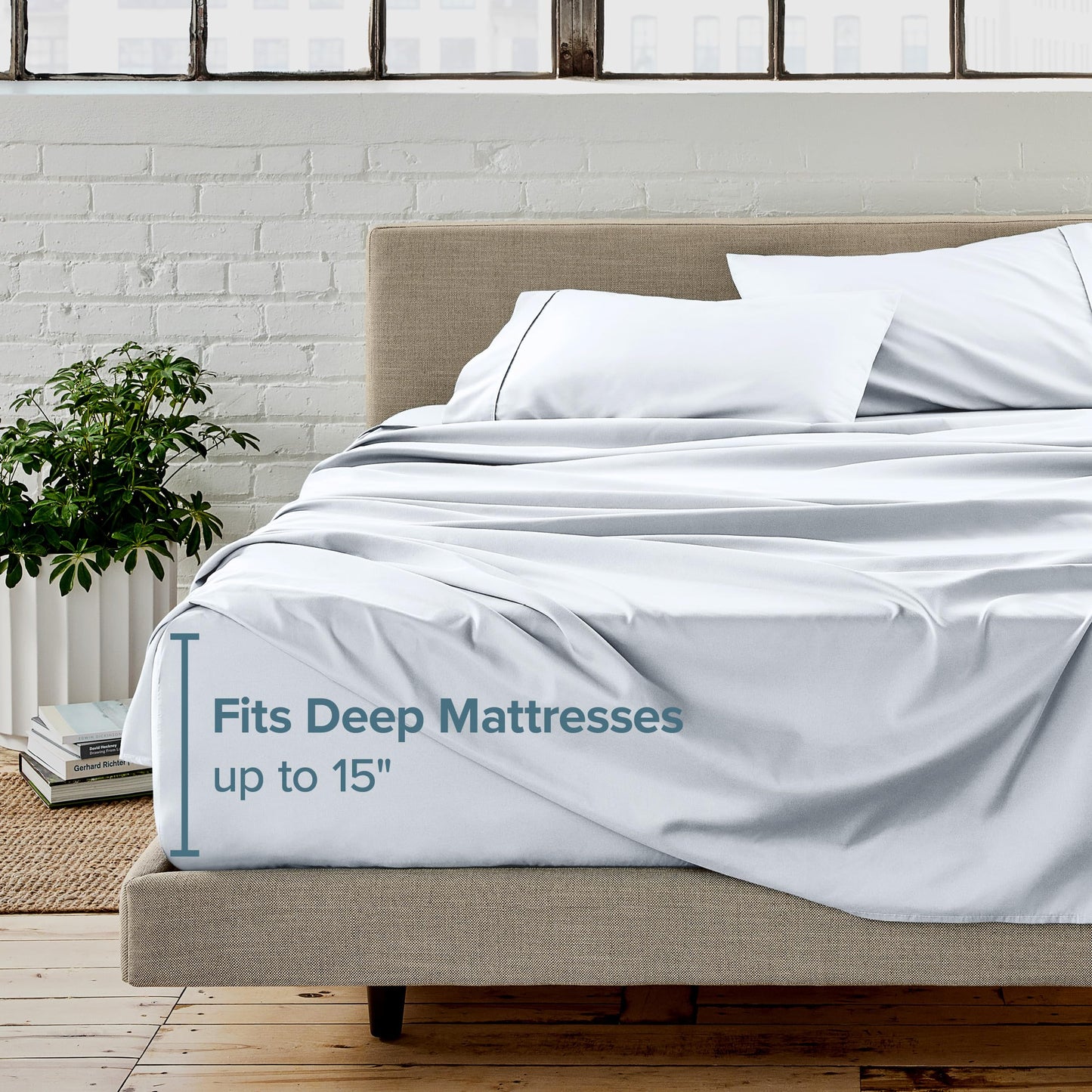 Bare Home Full Sheet Set Storage Pocket - 1800 Ultra-Soft Microfiber Bed Sheets - Double Brushed - Deep Pocket - Bedding Sheets & Pillowcases (Full, White)