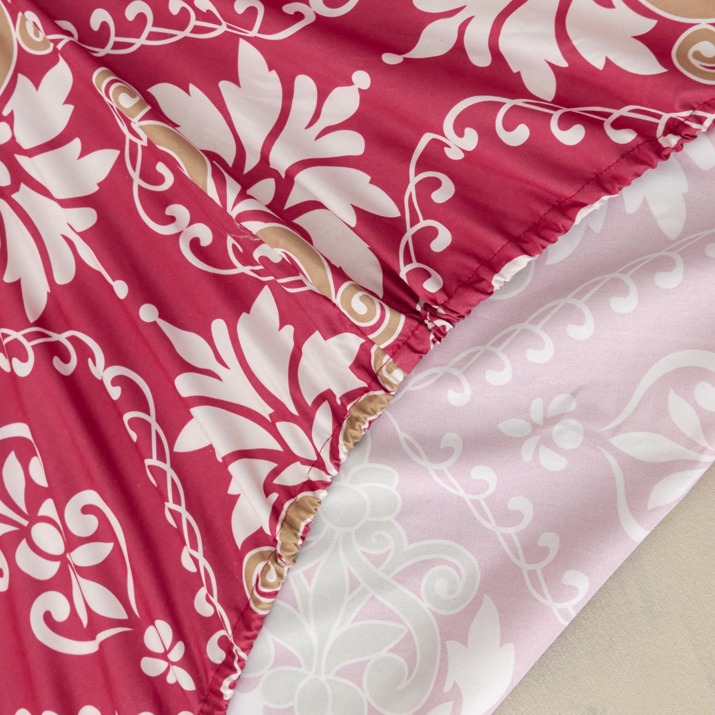 Spirit Linen home 6-Piece Twin Size Bed Sheet Set - Deep Pocket, Damask Print Design, Soft and Breathable Bed Sheets, Microfiber Material, Includes 1 Fitted, 1 Flat, 4 Pillowcases - Burgundy Damask