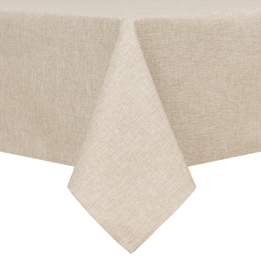 Hiasan Faux Linen Rectangle Tablecloth - Wrinkle and Stain Resistant Washable Table Cloth for Kitchen Dining Room Holiday Table Cover for Party Dinner, Beige, 54 x 120 Inch