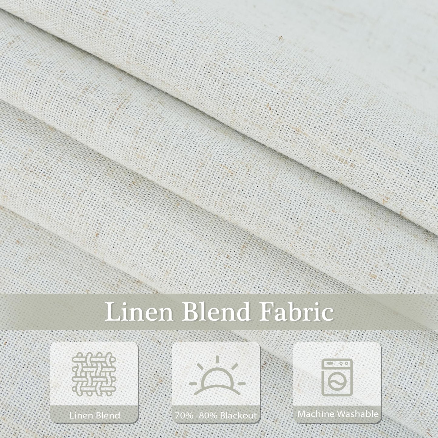 DriftAway Double Layer Linen Blackout Tie Up Curtains Thermal Insulated Fully Lined Balloon Roman Shade Bathroom Window Adjustable Rod Pocket for Small Window 25 Inch by 47 Inch Light Linen