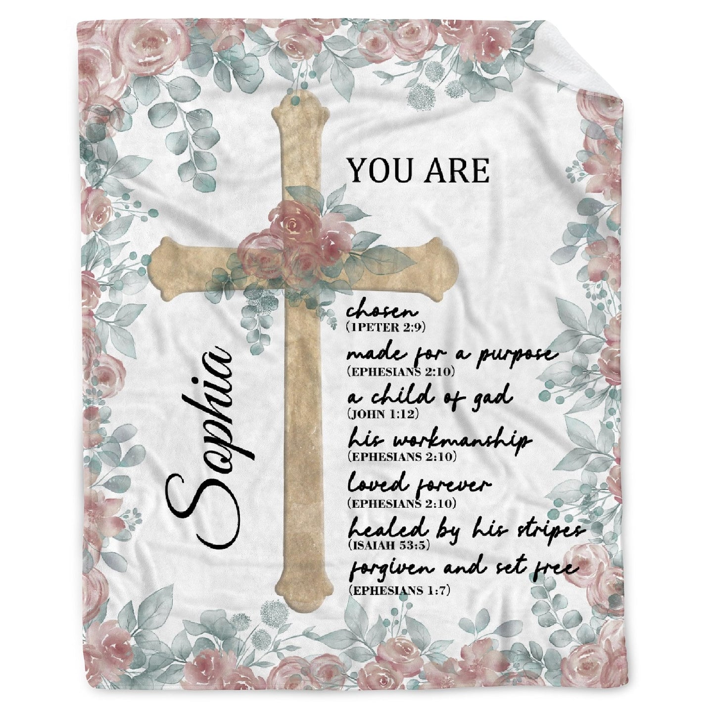 AMITAYUS Custom Bible Verse Blanket with Name - Personalized Christian Gifts for Women Customized Religious Sympathy Inspirational Spiritual Throw Gift for Family Friends 50"x40"
