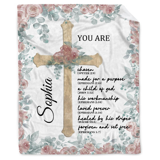 AMITAYUS Custom Bible Verse Blanket with Name - Personalized Christian Gifts for Women Customized Religious Sympathy Inspirational Spiritual Throw Gift for Family Friends 50"x40"