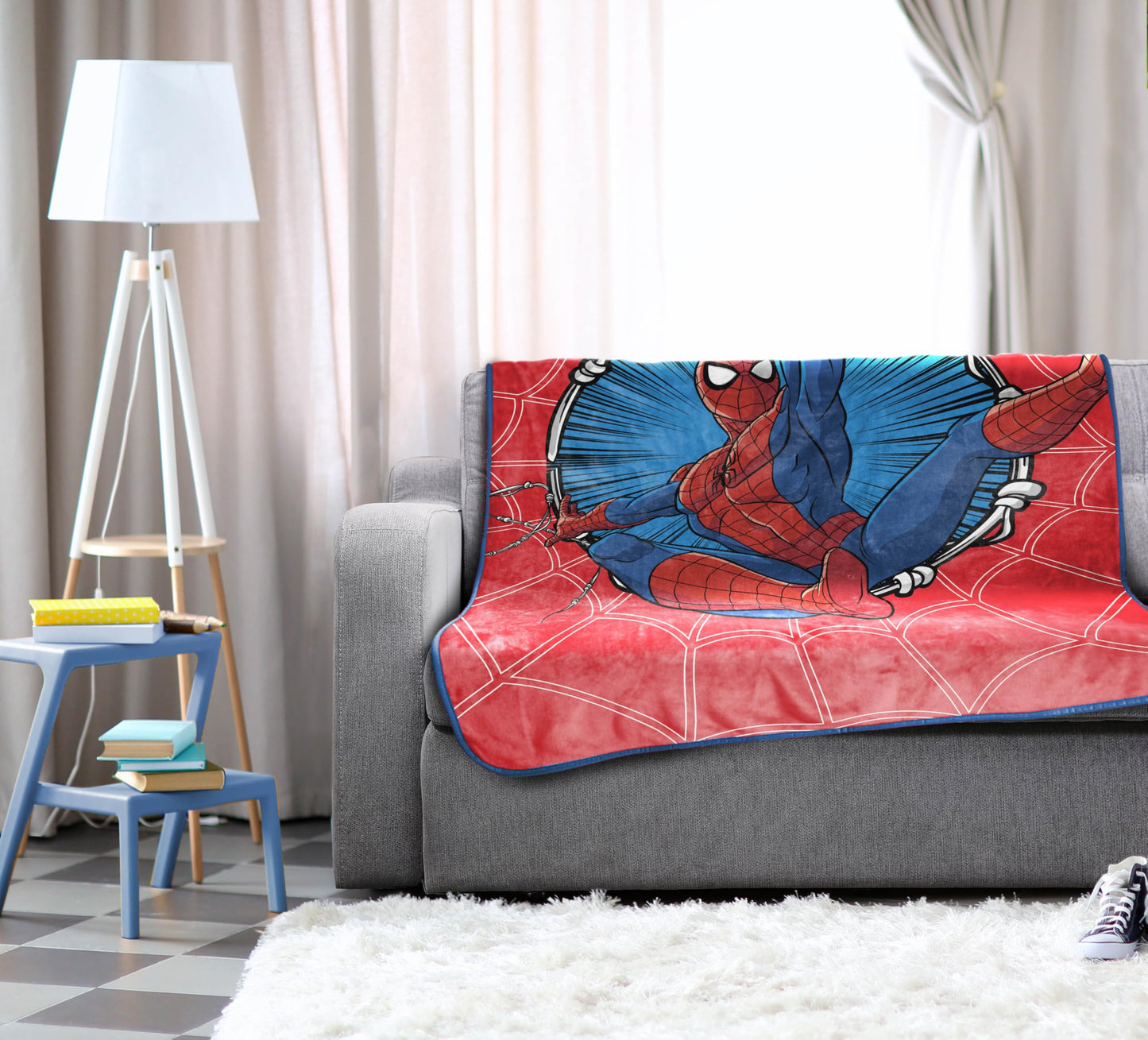 Jay Franco Kids Plush Throw Blanket – Soft & Cozy Fleece Throw for Bedroom & Couch Décor, Official Licensed Product, Red - Spiderman, 46x60 - Throw Blanket