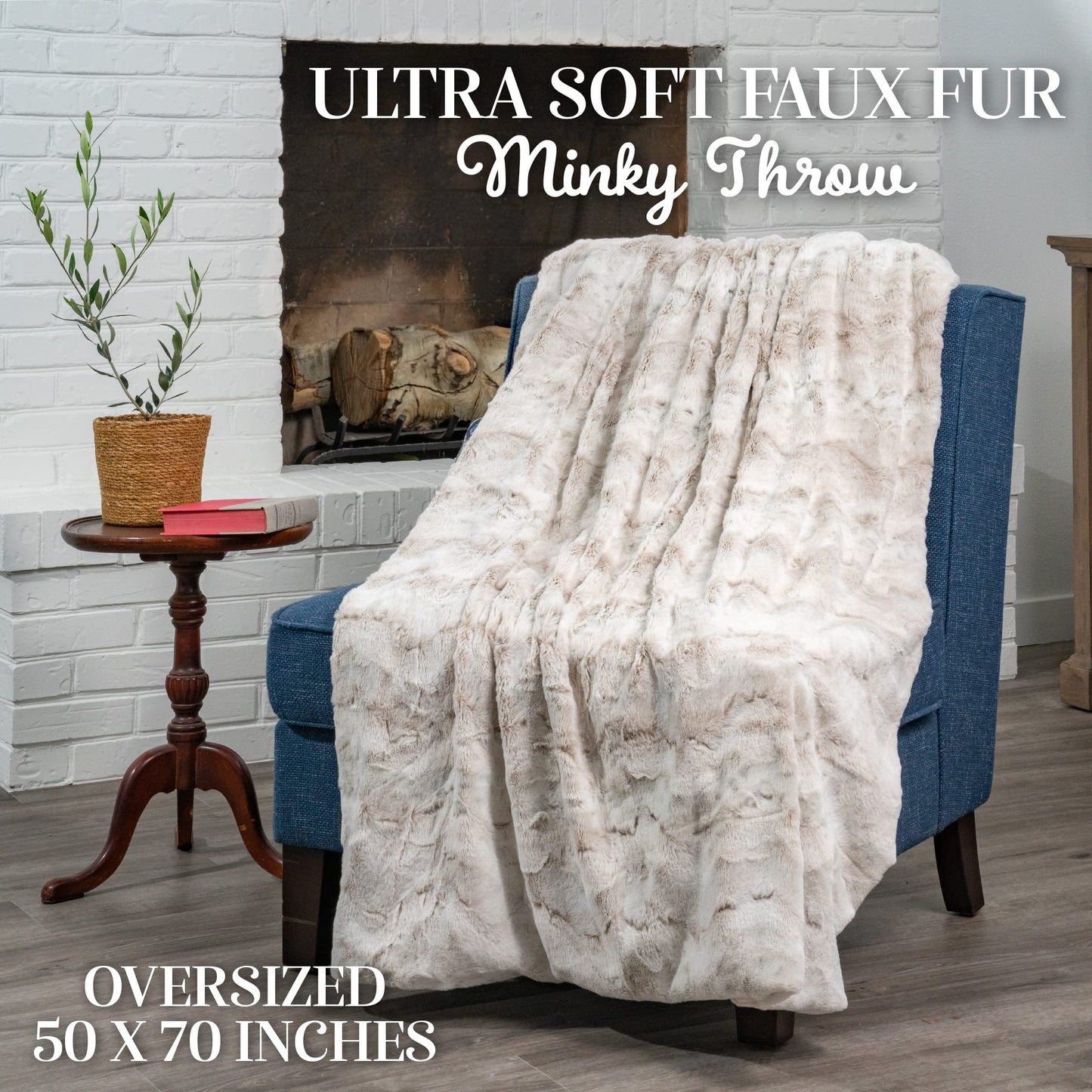 Outrageously Soft Throw Blanket - Ultra Plush Minky Faux Fur Blanket - Oversized 60 x 80 Inches - Tan