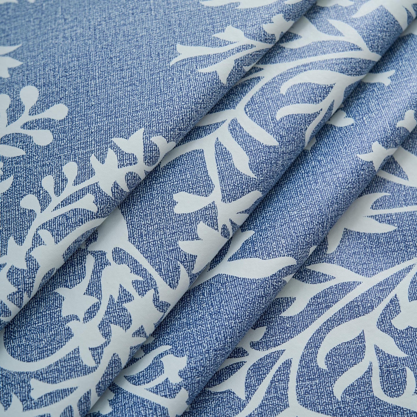 LIBERECOO Vinyl Tablecloth with Flannel Backing –Indigo Botanical Charm, Waterproof, Wipeable, Durable Table Cover – 4 Colors