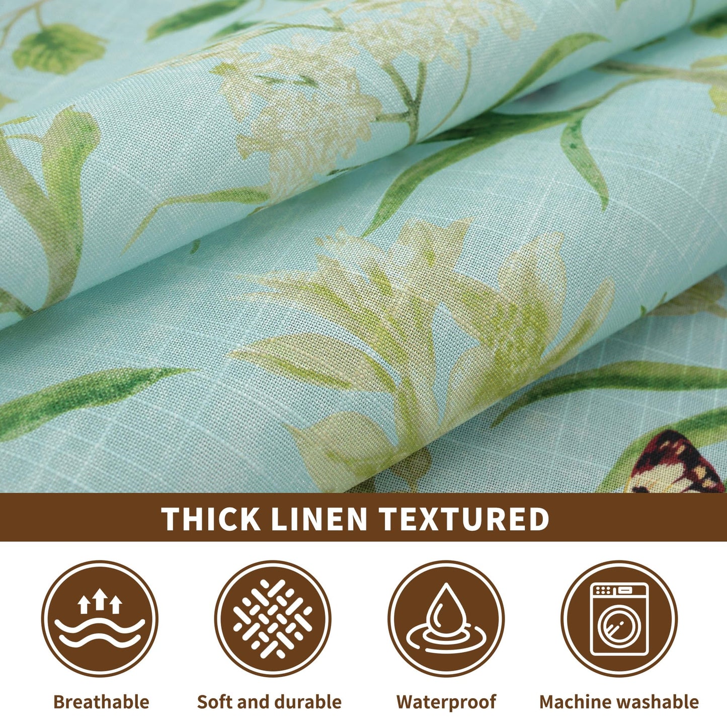 HOMOHEINI Rectangle Waterproof Tablecloth Linen Textured Table Cloth,Stain and Wrinkle Resistant Washable Fabric Table Cover for Dining, Party, Camping and Outdoor, 52 x 70 Inch, Green Leaves