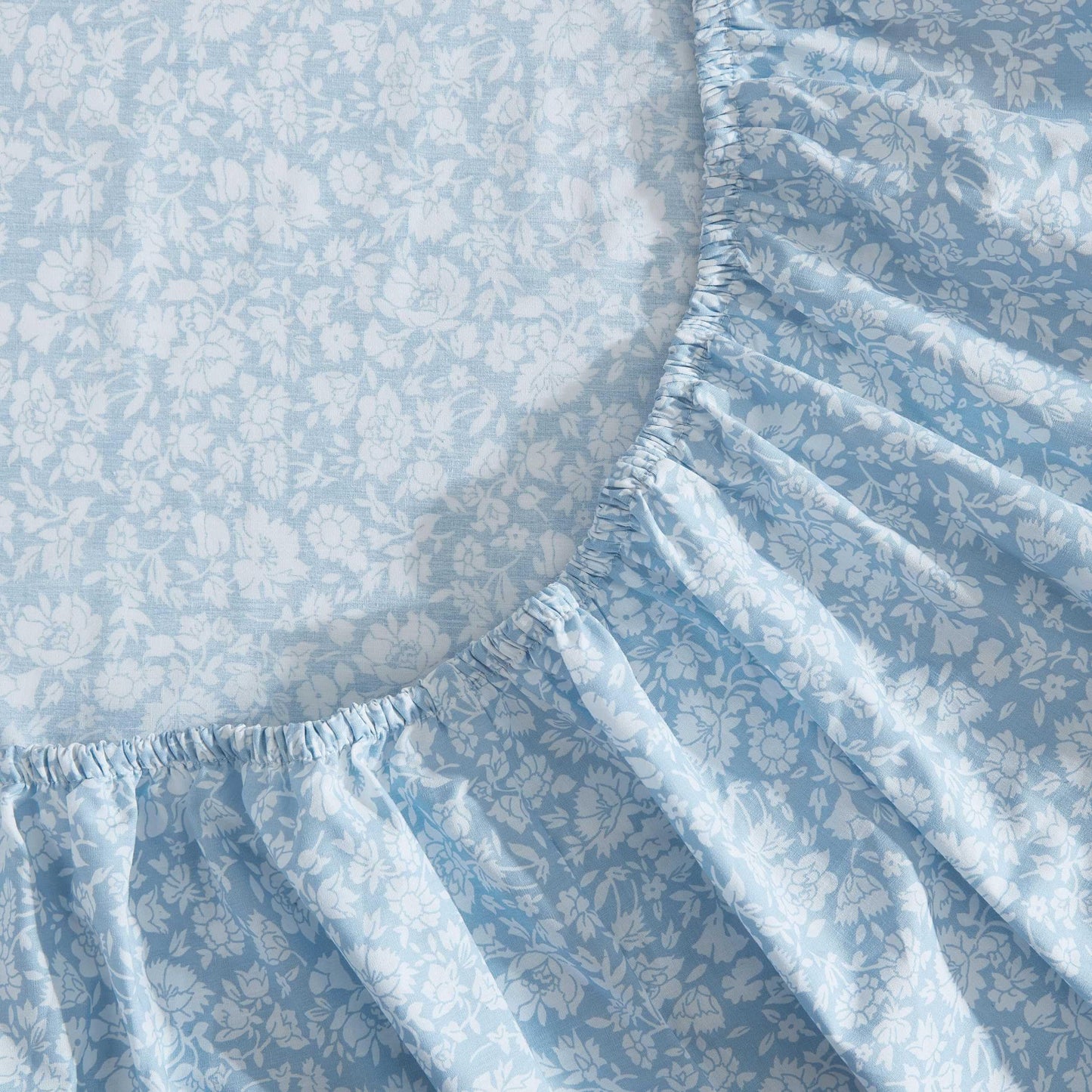Laura Ashley - King Sheets, Cotton Percale Bedding Set, Lightweight & Breathable Home Decor (Heirloom Ditzy Blue, King)