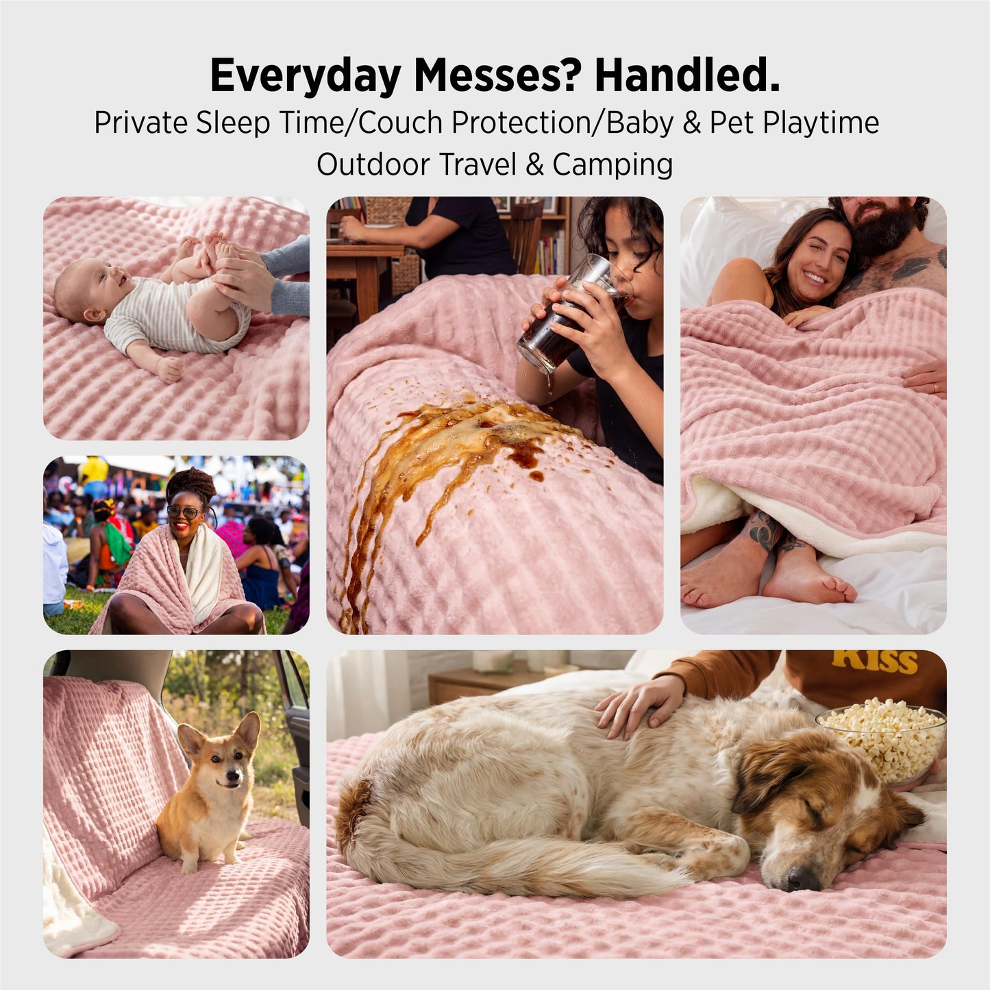 Bedsure GentleSoft Blanket for Bed & Bubble Waterproof Blanket for Bed King Pink 108x90inch