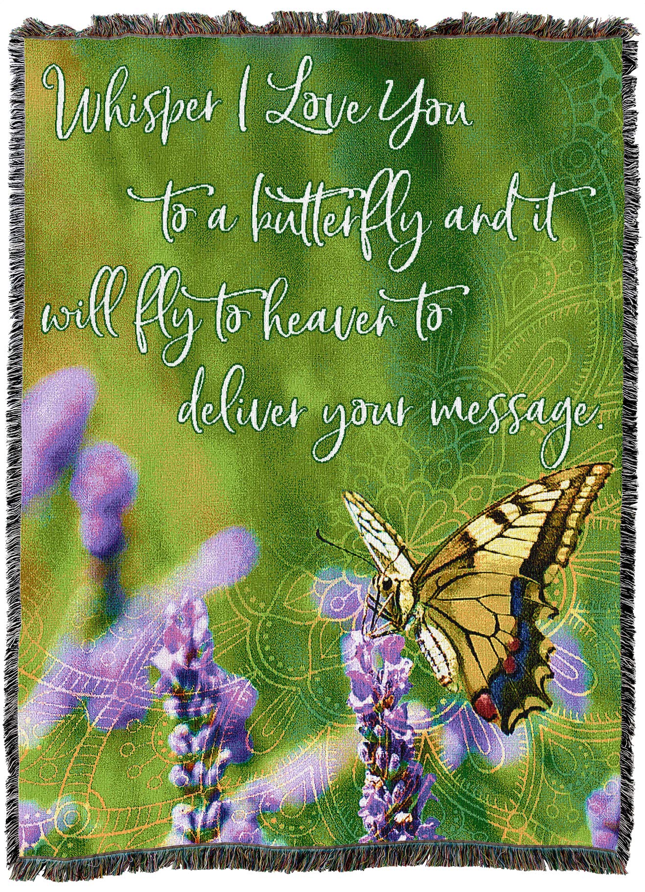 Pure Country Weavers Whisper I Love You to A Butterfly Blanket - Sympathy Bereavement Gift Tapestry Throw Woven from Cotton - Made in the USA (72x54)