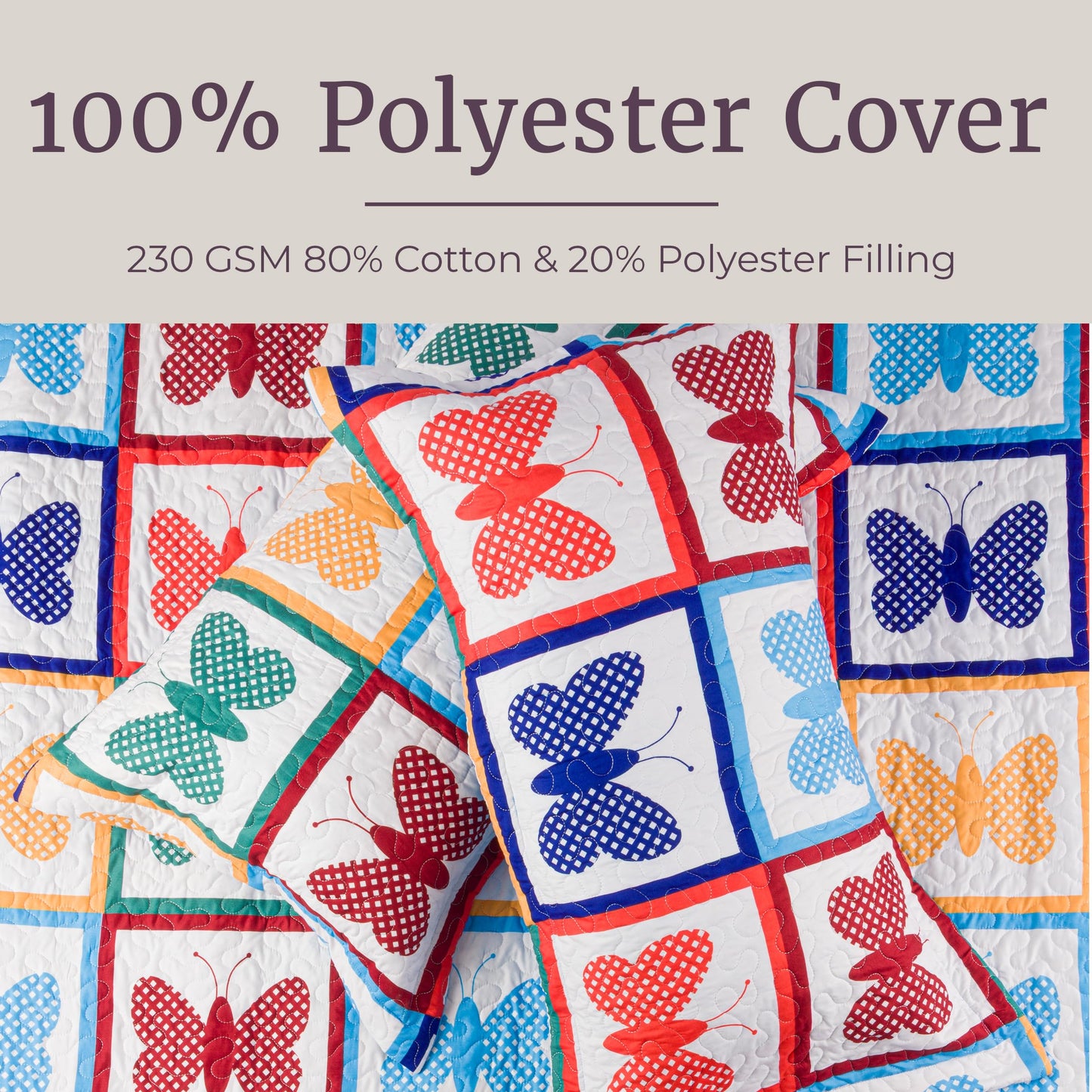 Lavish Home 2-Piece Twin Quilt Set - Twin Bedspread and Pillow Sham with Colorful Butterfly Pattern - Lightweight Quilt Bedding Set for All Seasons - Soft Microfiber Coverlet (Multicolor)