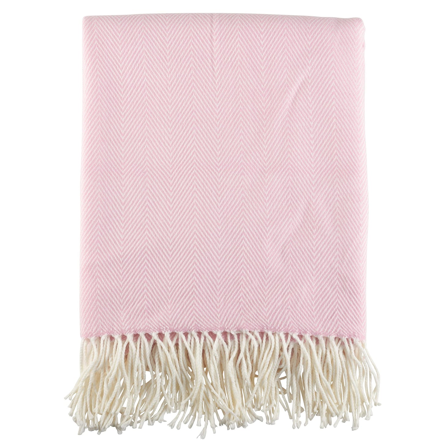 SARO LIFESTYLE Herringbone Pattern Tassel Fringe Hem Lightweight Throw Blanket