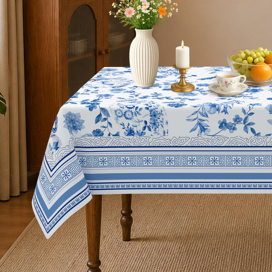 Viyeneyo Rectangle Tablecloth 60x102 Inch, French Blue Vase Table Cloth