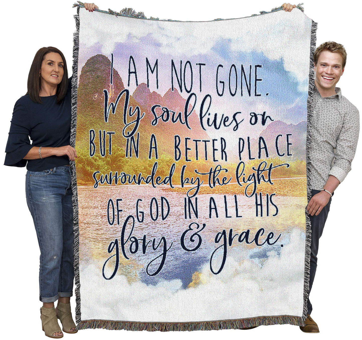 Pure Country Weavers I Am Not Gone My Soul Lives On Blanket Lake - Sympathy Bereavement Gift Tapestry Throw Woven from Cotton - Made in the USA (72x54)