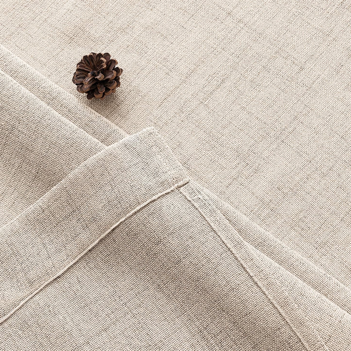 MIULEE Faux Linen Curtains 84 Inch Length 2 Panels Natural Semi Sheer Curtain with Back Tab Rod Pocket, Light Filtering Window Privacy Burlap Drapes for Living Room Bedroom 42W x 84L Linen