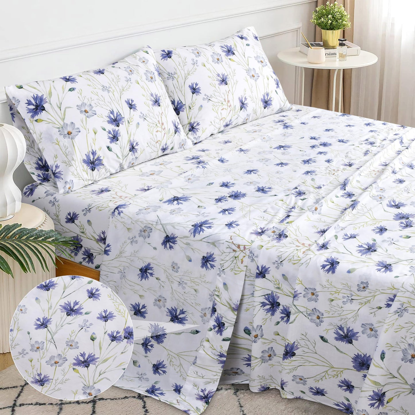 Sleepdown Cotton Bed Sheet Set - Lavender, King