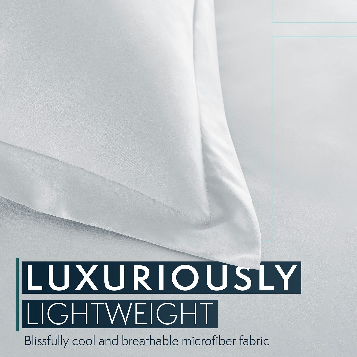 HC Collection Duvet Cover - Ice Blue Queen Size Duvet Cover - 3 Piece Soft Breathable Microfiber Duvet Cover Set with Zipper Closure & 2 Pillow Shams