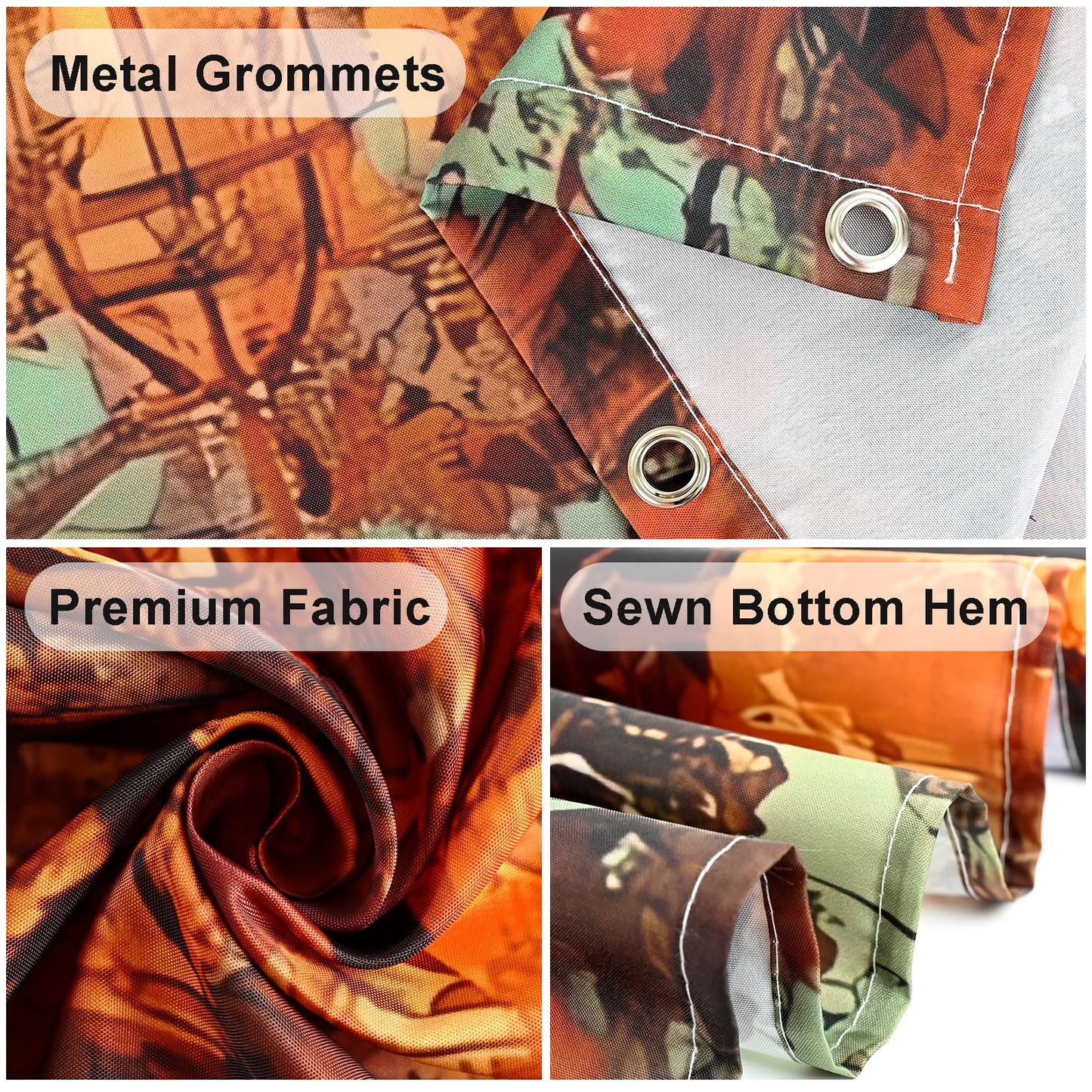 mutakin Fall Pumpkins Shower Curtain Autumn Thanksgiving Tree Shower Curtains for Bathroom Waterproof Fabric Bath Curtain Decor with Hooks