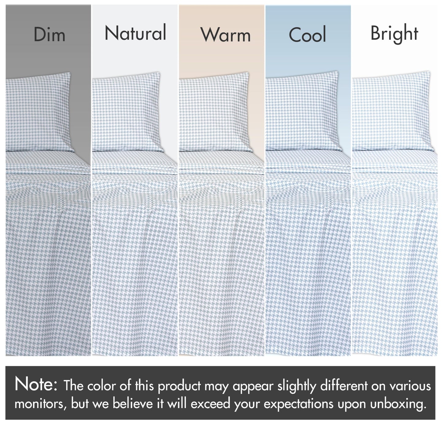 RUVANTI 100% Cotton Percale Sheets Queen Size – Crisp Cooling Bed Sheets for Hot Sleepers, Deep Pocket 16”, Soft Breathable & Durable Hotel-Style 4 Piece Set, Houndstooth