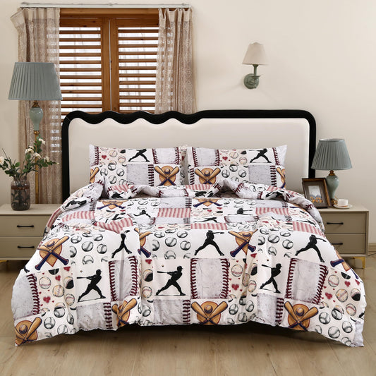 SDIII Baseball Comforter Twin Set 3 Pieces, Soft Microfiber Lightweight Sports Bedding Comforter Set Twin for Boys Girls and Baseball Lovers