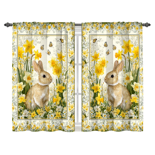 Worltoldb Easter Bunny Kitchen Curtains Cafe Curtains for Bathroom Dining Room Living Room Pocket Window Drapes 2 Panels Set 28"x36"