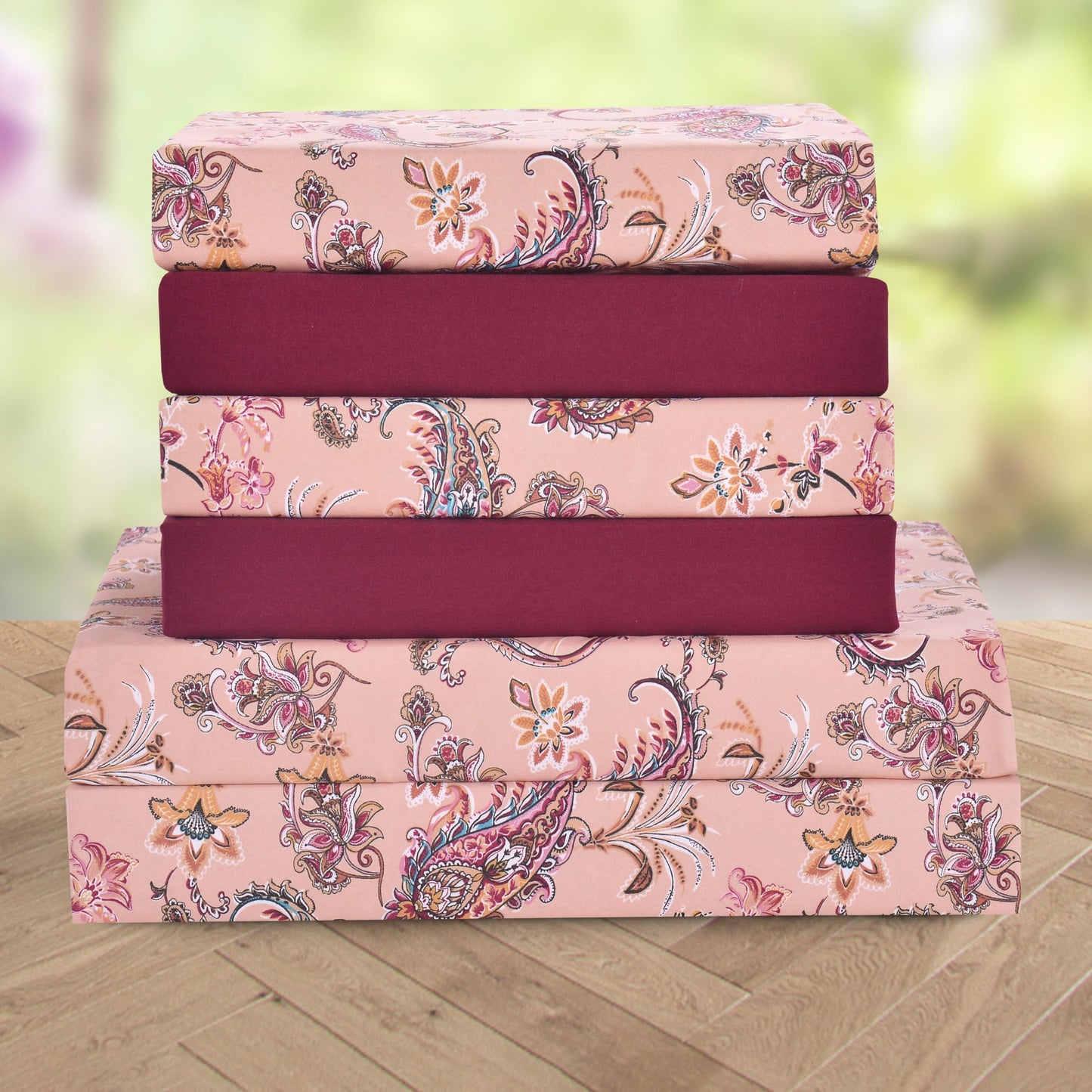Elegant Comfort Softest and Coziest 6-Piece Sheet Set - 1500 Premium Hotel Quality Microfiber - Deep Pocket, Wrinkle Resistant 6-Piece Paisley Pattern Bed Sheet Set, Queen, Paisley Coral