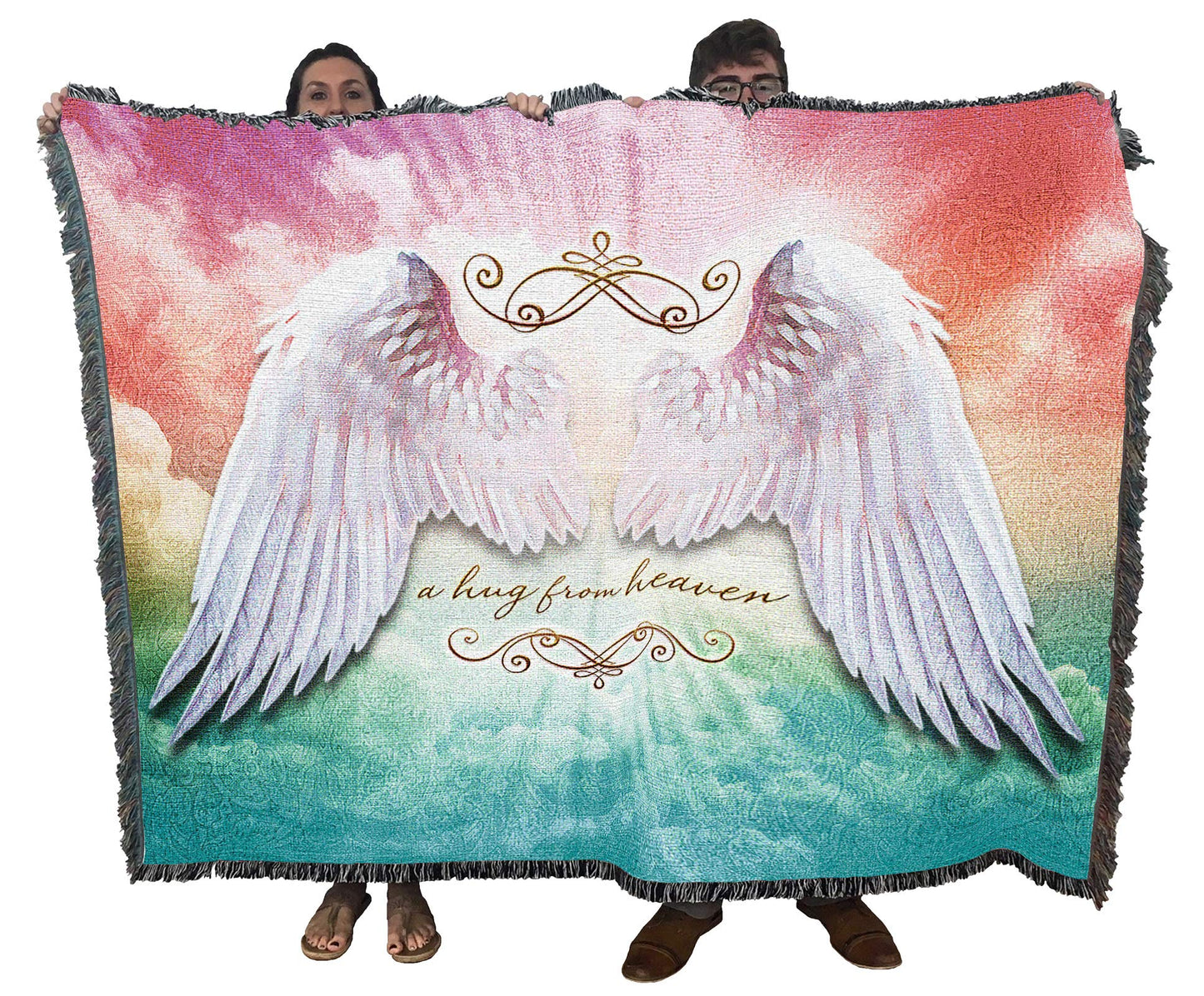 Pure Country Weavers A Hugs from Heaven Blanket by Brigid Ashwood - Sympathy Bereavement Gift Tapestry Throw Woven from Cotton - Made in the USA (72x54)