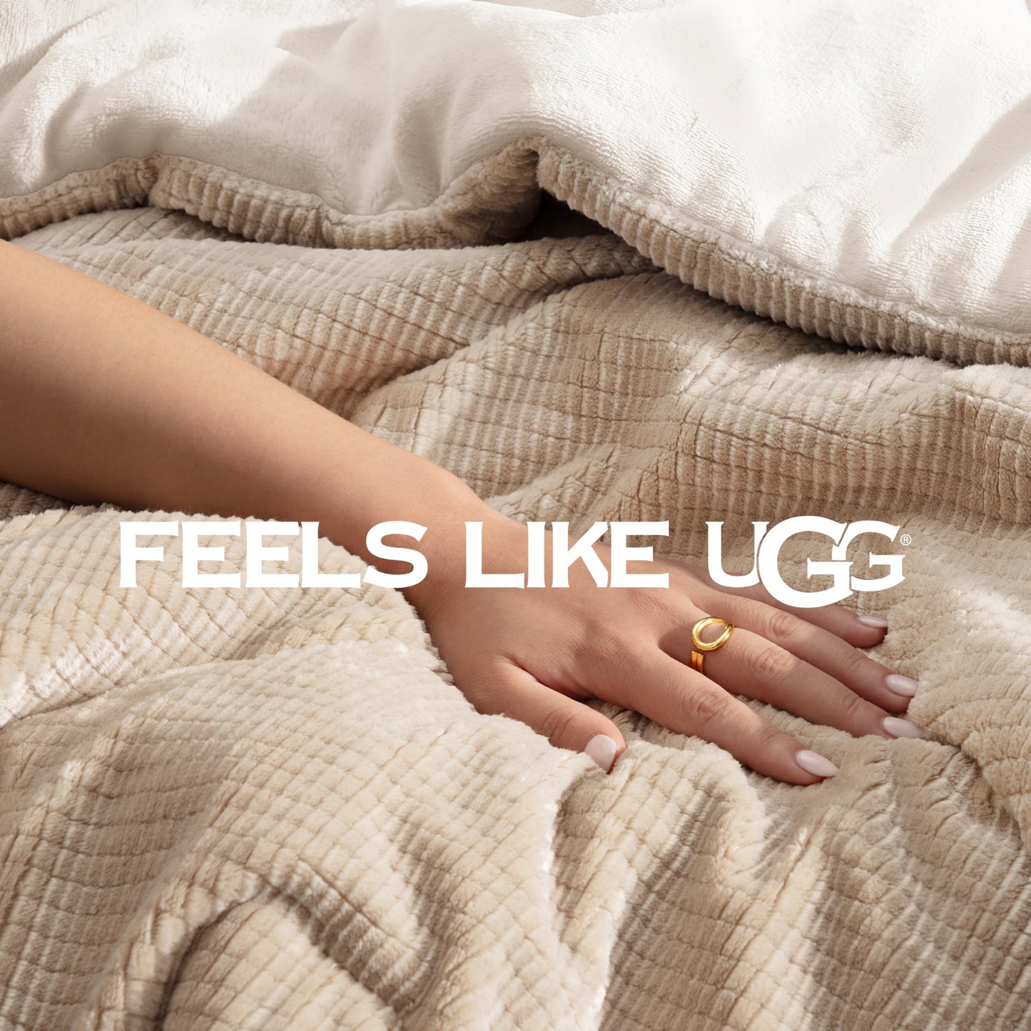 UGG Remina Comforter Set 5 Piece Bed in a Bag with Throw Blanket, Decorative Pillow, Shams, and Reversible Comforter Hypoallergenic Washable Luxury Warm Fluffy Bedding Set, Full/Queen, Brown Birch