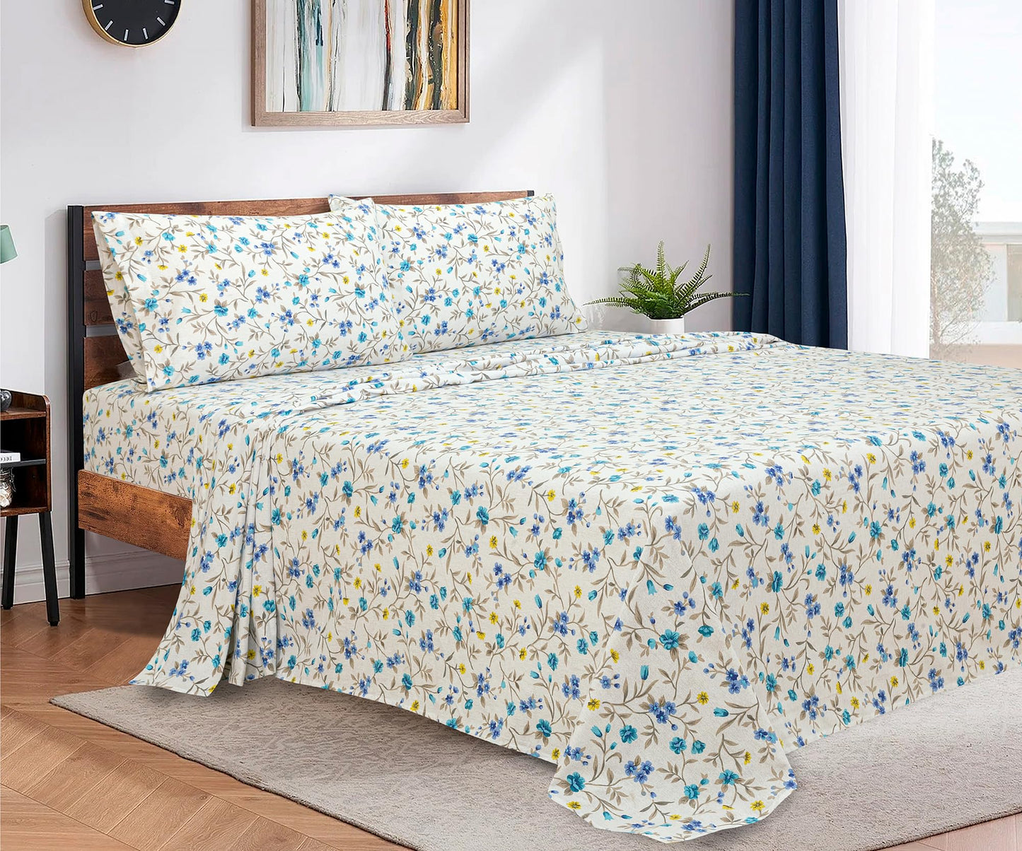 Bliss Casa 4-Piece 100% Cotton Extra Soft Flannel Sheet Set Full - Double Brushed Deep Pockets, Breathable Full Size Flannel Sheets - Warm and Cozy Bed Sheets - All Seasons Heavyweight Bed Set