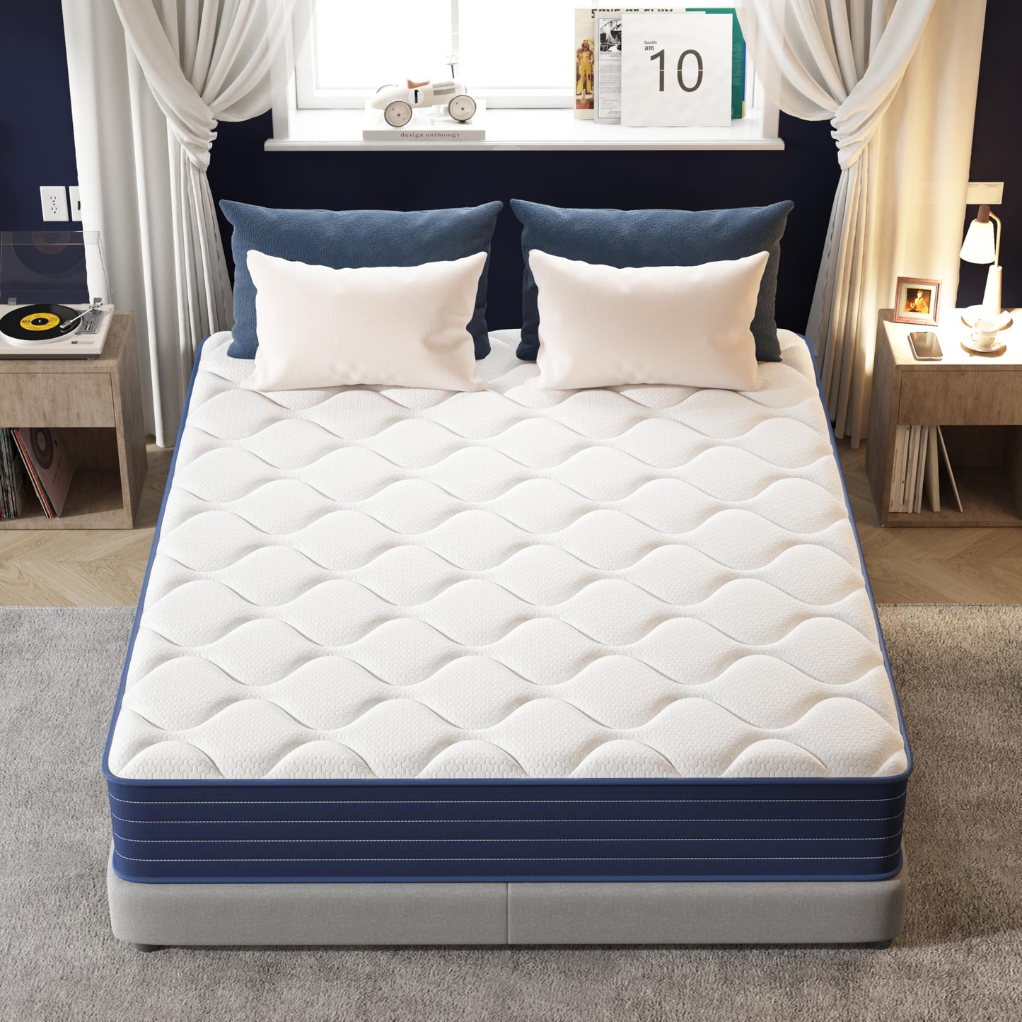 MOLPHIT Queen Mattress,12 Inch Queen Size Mattrress with 7-Zone Hybrid Queen Bed Mattresses,Pocket Sprung with Medium Firm for Body Support & Pressure Relief - 60 * 80in