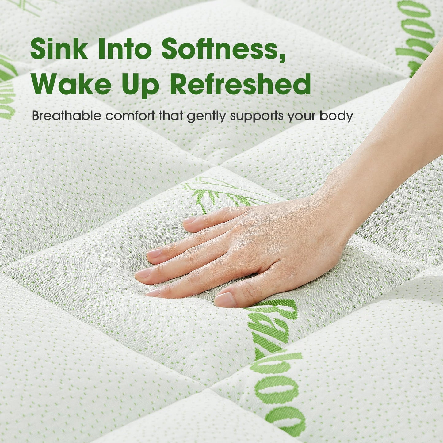 Mattress Pad Queen Size, Cooling Pillow Top Mattress Topper, Ultra Soft Viscose Made from Bamboo, Breathable for Hot Sleepers, Deep Pocket 8"-20", Green