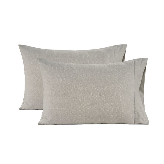 LANE LINEN 100% Organic Cotton Pillow Cases - King Size and Crisp Cool Percale Covers Sleeping Set of 2 Grey (White Dot)