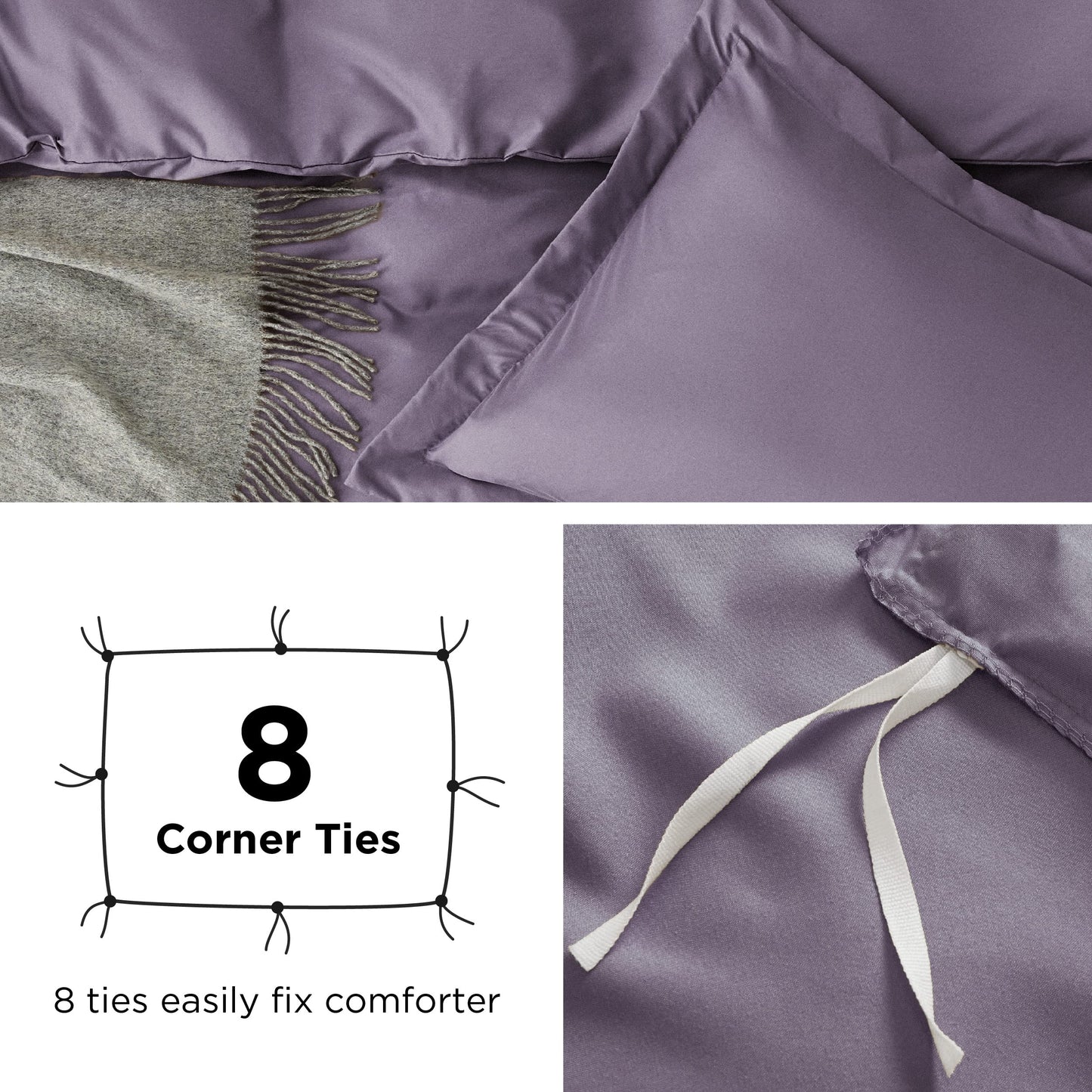 Bedsure Duvet Cover Queen Size - Soft Double Brushed Bedding Set for Kids & Adults, Zipper Closure, 3 Pieces, Includes 1 Duvet Cover (90"x90") & 2 Pillow Shams, NO Comforter, Dusty Purple