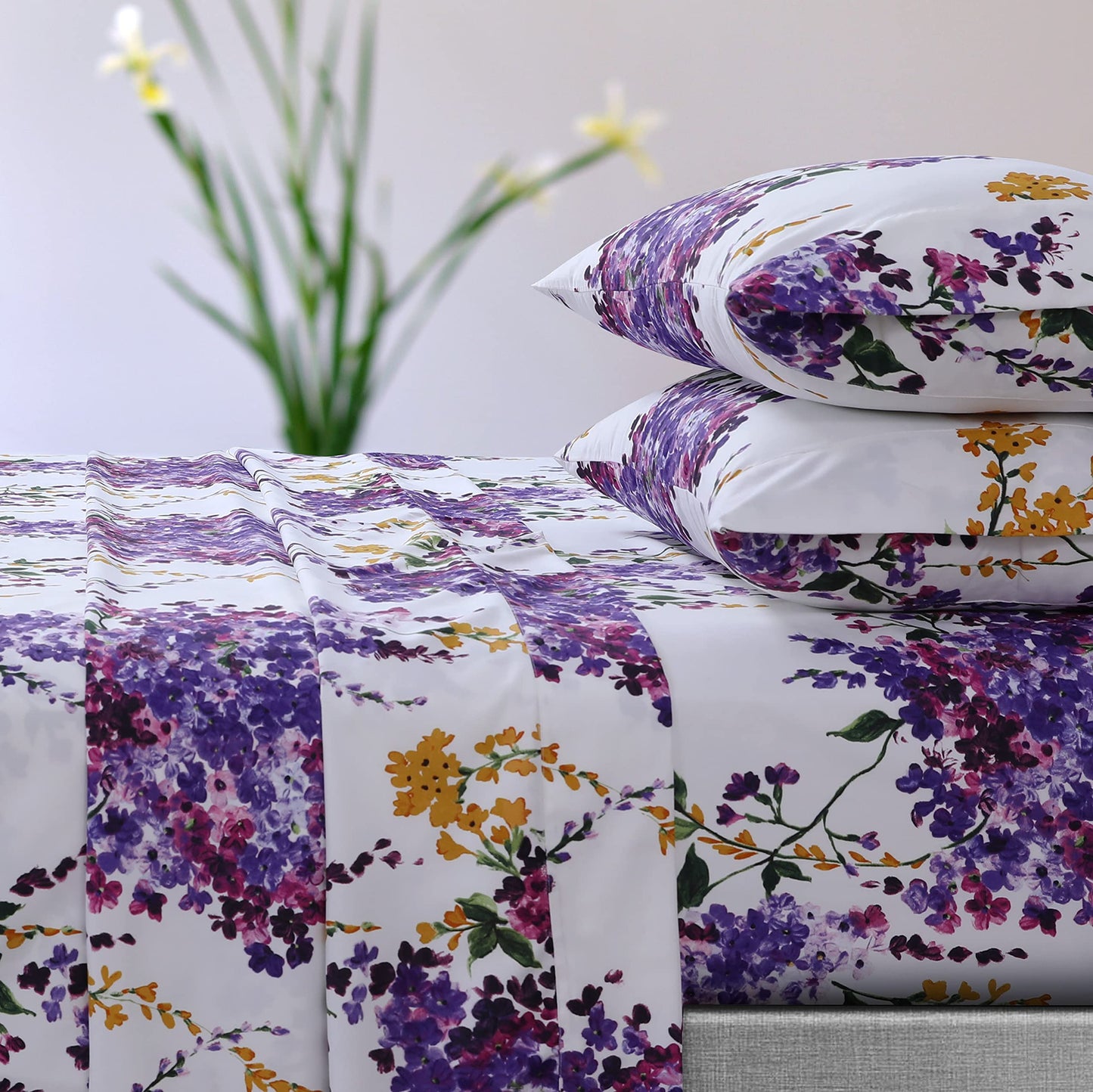Serena Printed 110-GSM Microfiber Sheet Set Queen