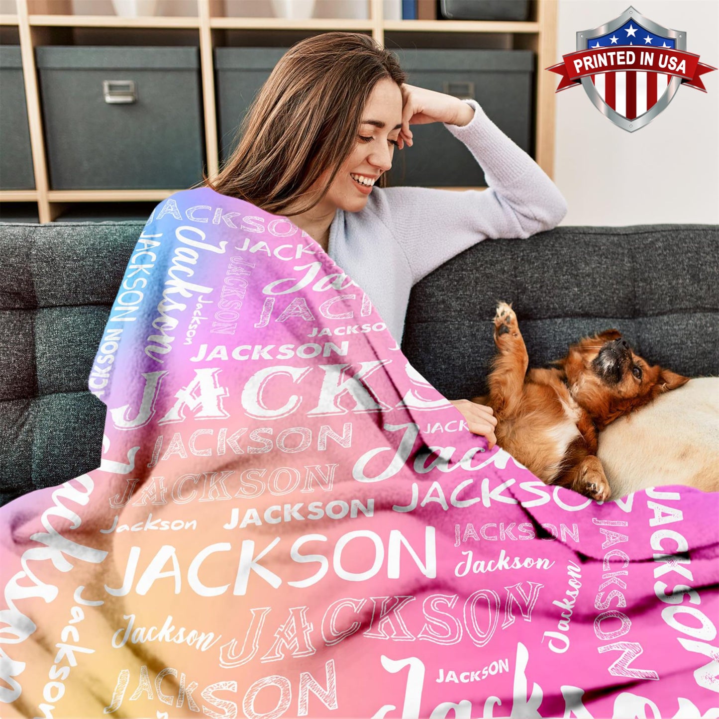 Custom Name Blanket, Personalized Throw Blanket with Names for Teen Girls Boys Kids, Customized Name Throw Blanket Customizable Gift for Kids Baby Adult Women Men Christmas Birthday - Printed in USA