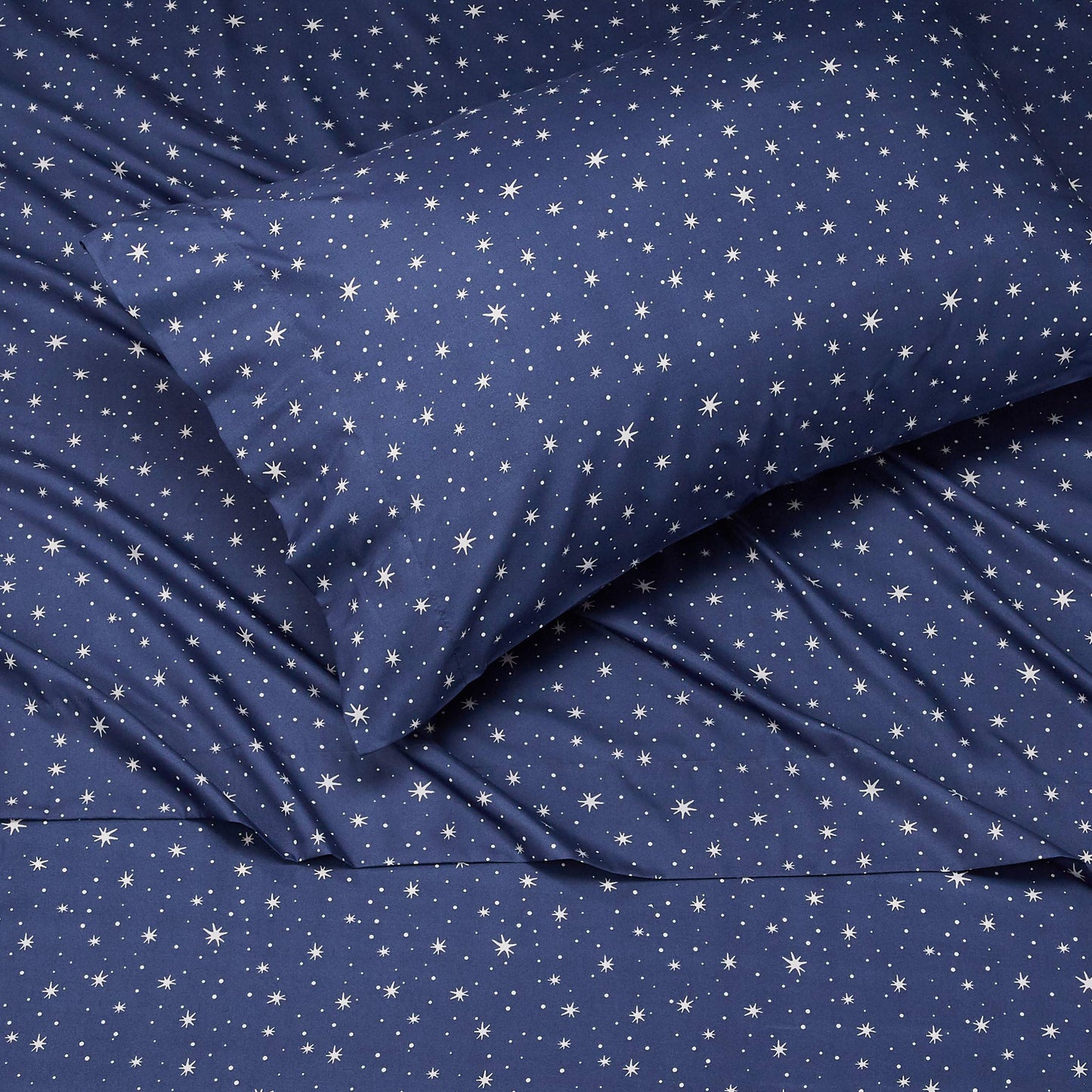Amazon Basics Kid's Soft Easy-Wash Microfiber 3-Piece Sheet Set, Machine Washable, Twin, Navy Galaxy