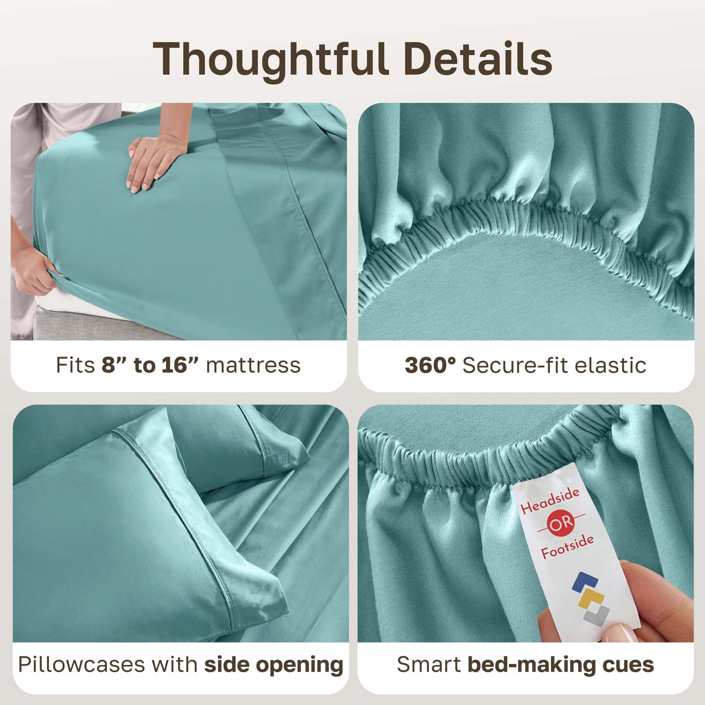 California Design Den Soft 100% Cotton Sheets Queen Size Set, 400 Thread Count Good Housekeeping Award Winner, Silky Smooth Sateen Weave with Deep Pockets, Durable Cotton Bed Sheet Set - Teal