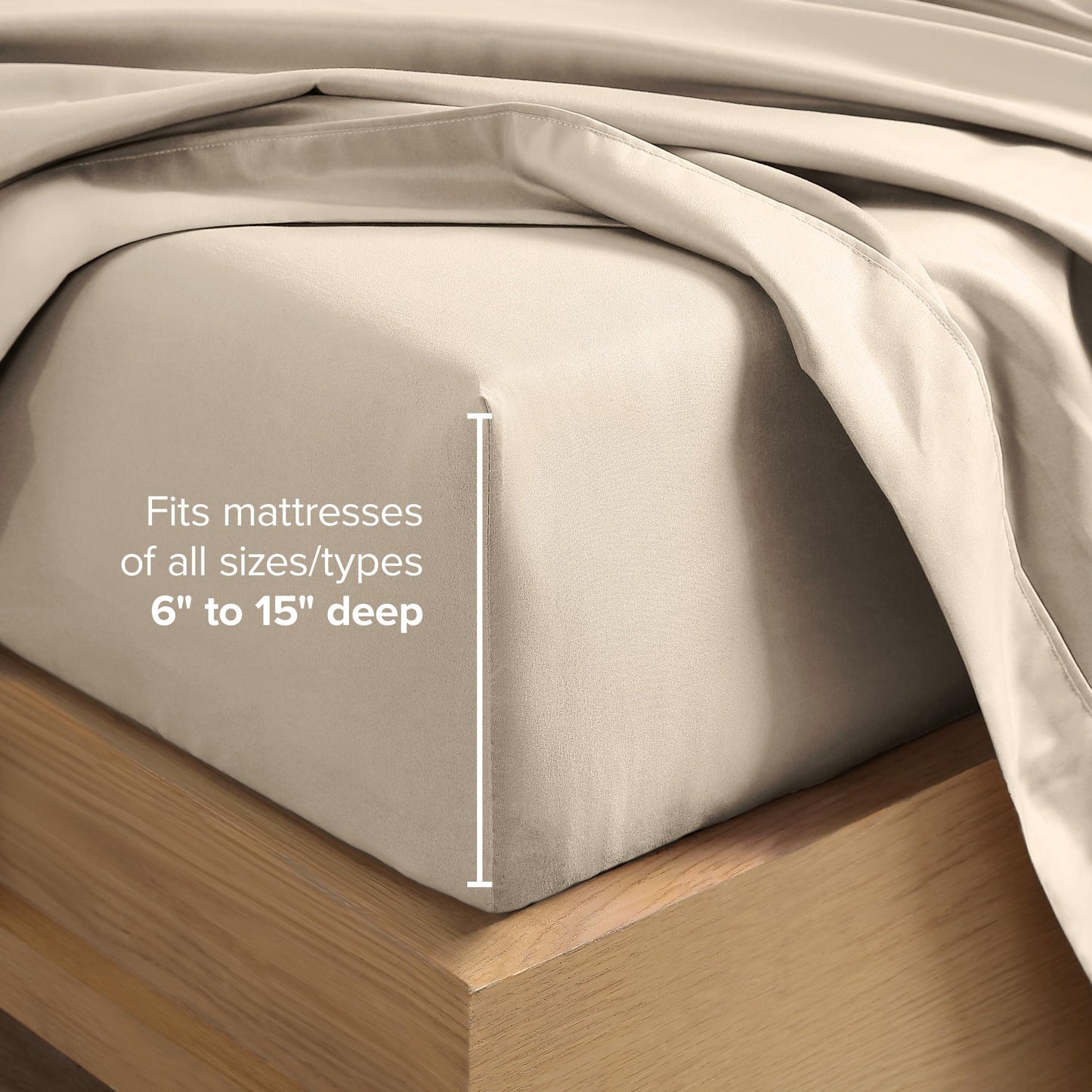 Bare Home Queen Sheet Set - 1800 Ultra-Soft Microfiber Queen Bed Sheets - Double Brushed - Deep Pockets - Easy Fit - 4 Piece Set - Bedding Sheets & Pillowcases (Queen, Sand)