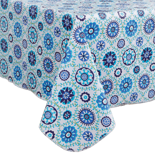 Heavy Duty Vinyl Tablecloth with Flannel Backing Waterproof Oil-Proof Plastic Table Cloth Stain-Resistant Wipeable Rectangle or Square Table Cover for Indoor and Outdoor (Floral Vine,54x54 Inch)