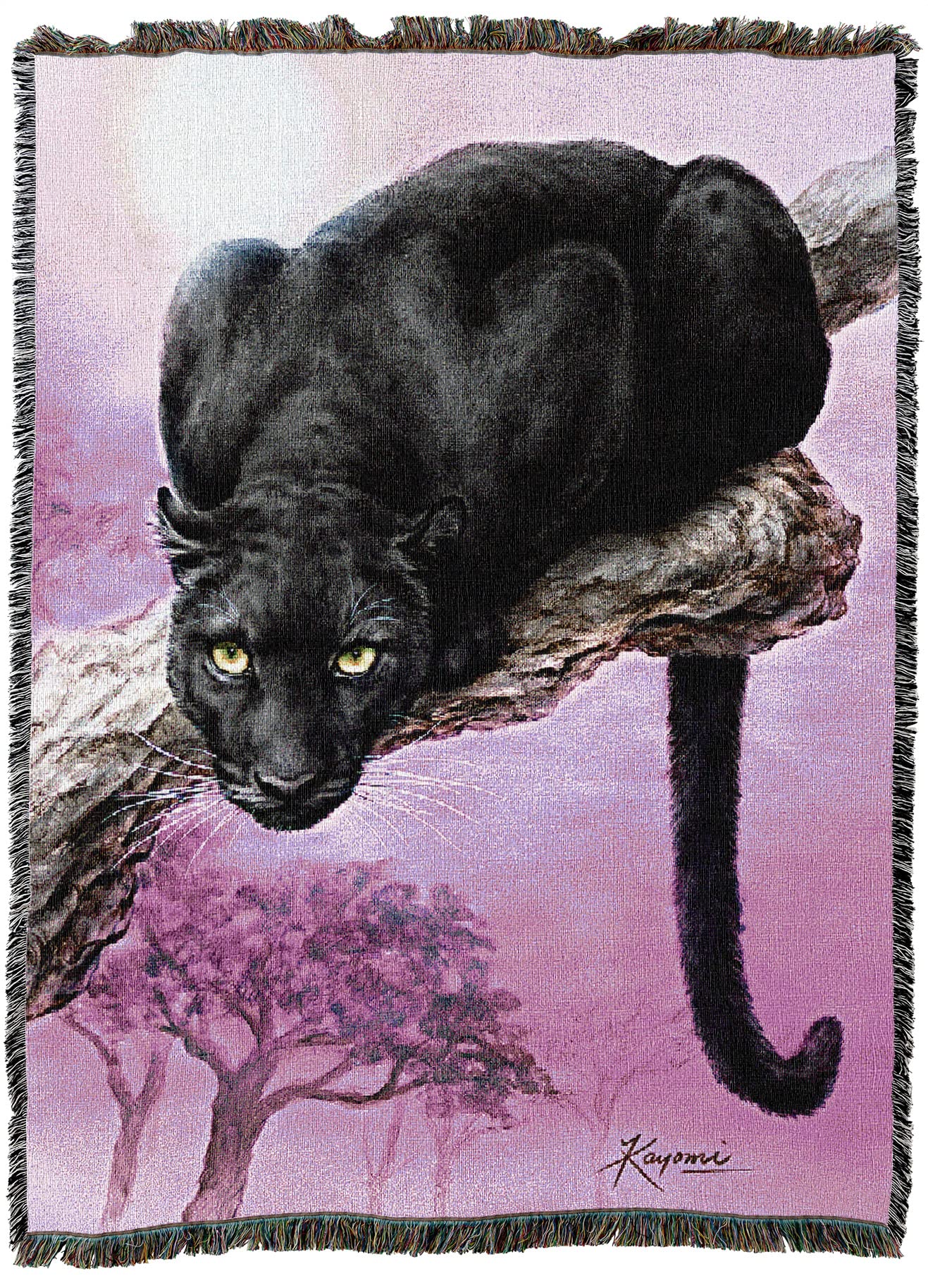 Pure Country Weavers Black Panther Blanket by Kayomi Harai - Gift Tapestry Throw Woven from Cotton - Made in the USA (72x54)