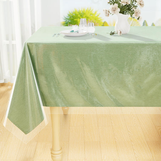 Smiry Rectangle Table Cloth 70x90 Inch, Waterproof Wipeable Vinyl Tablecloths Protector, Oil Spill Proof Plastic Table Cover for Dining, Picnic, Camping, Outdoor, Clear