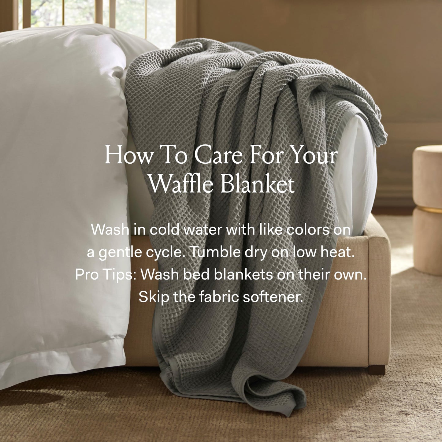 BOLL & BRANCH Waffle Bed Blanket - Twin/Twin XL, Natural - Luxury 100% Organic Cotton - Soft, Lightweight and Breathable - Textured Waffle Weave Design