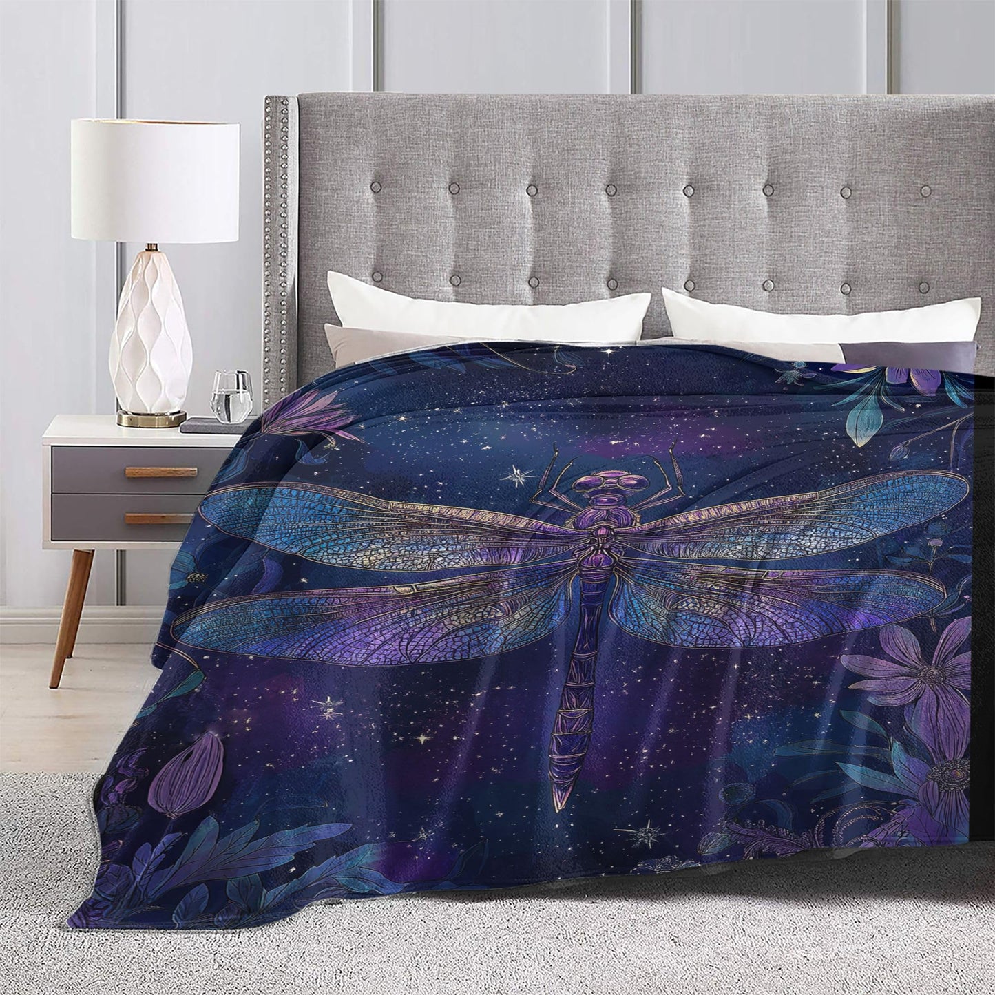 Dragonfly Throw Blanket Soft Warm Cozy Dragonflies Blankets Fuzzy Plush Fleece Dragonfly Blanket Gifts for Couch Bed Sofa Home Decor 40''X50''