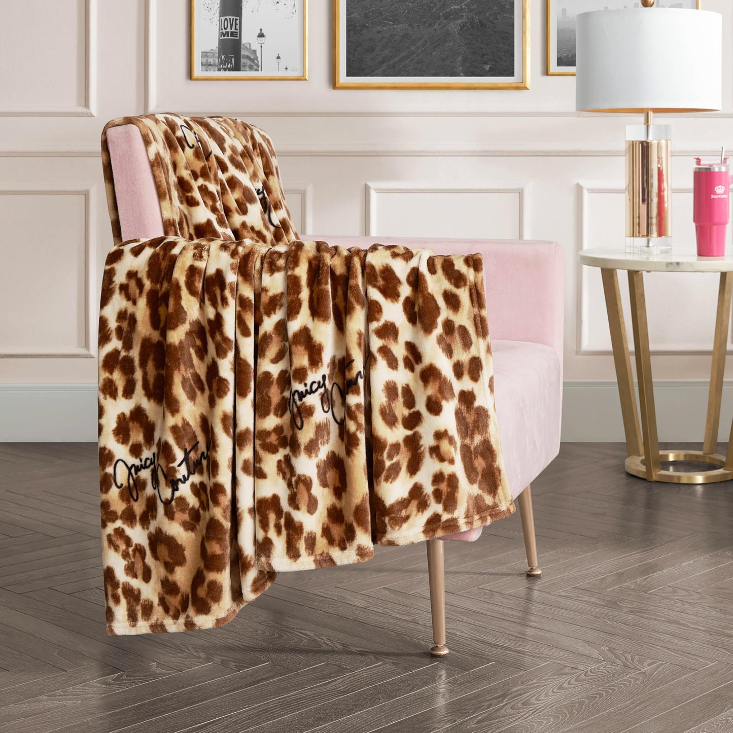 Juicy Couture - Throw Blanket | Regent Leopard | Plush and Cozy | Decorative Blankets for Sofas, Chairs and Beds| Luxurious and Soft | Chic Home Decor | Measures 50" x 70" | Brown