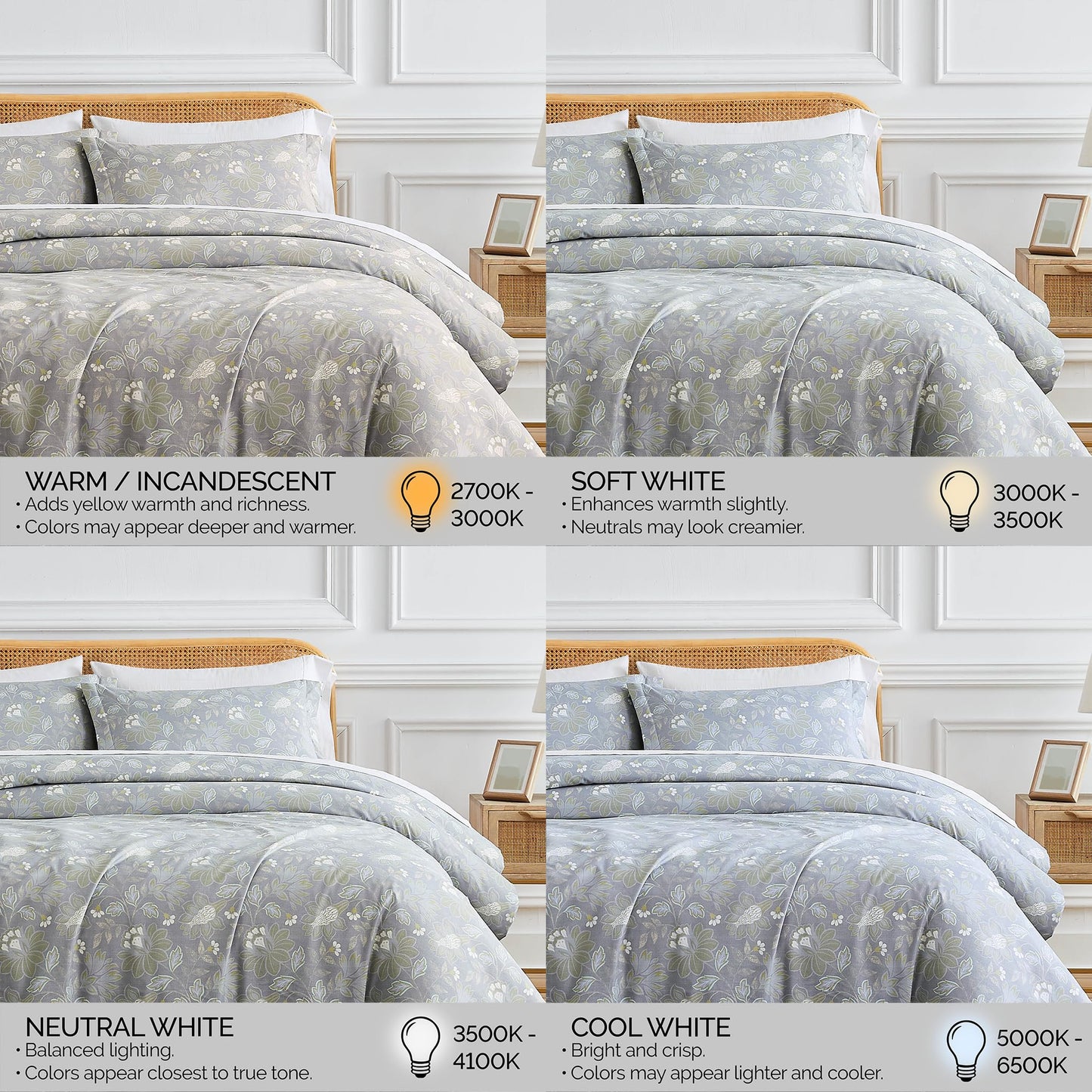 Southshore Fine Living, Inc. Duvet Cover King/California King Size Set – Extra Soft Bedding w/Zipper Closure – King Duvet Cover Set 108"x98", 2 Pillow Shams 20"x36" – Wrinkle Resistant– Blossom Slate