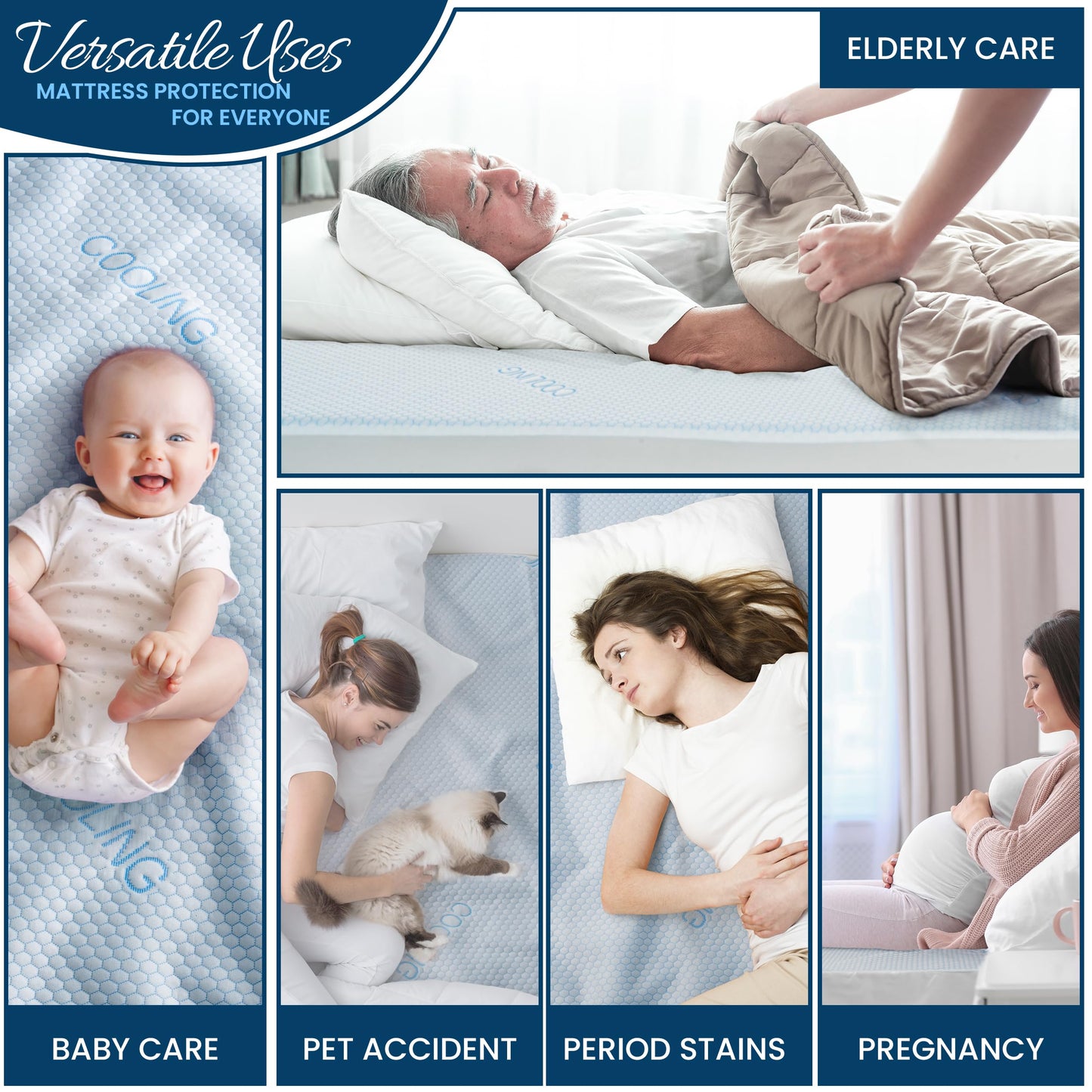 LUX Décor Waterproof Cooling Mattress Protector - Lightweight & Breathable 40% Nylon and 60% Polyester - Twin Cooling Mattress with 16” Deep Pocket - 39" x 75"
