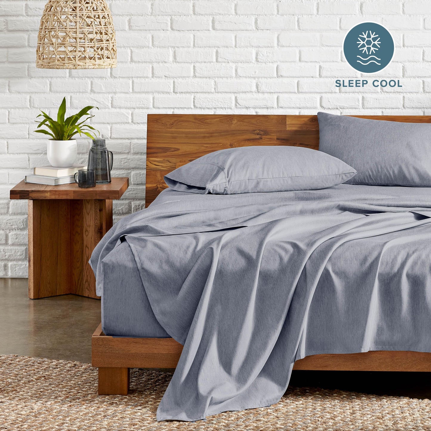 Bare Home Queen Sheet Set - Luxury 1800 Ultra-Soft Microfiber Queen Bed Sheets - Double Brushed - Deep Pockets - Easy Fit - 4 Piece Set - Bedding Sheets & Pillowcases (Queen, Heathered Blueberry)