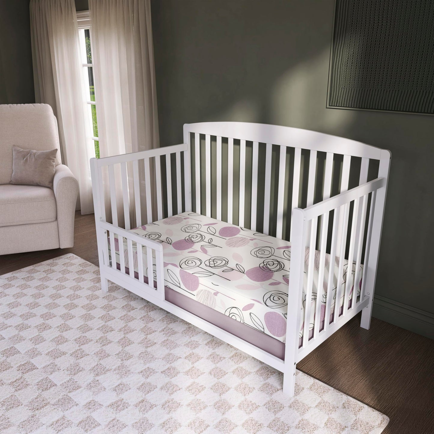 Dream On Me Floral Dreams 2-in-1 Crib Mattress, Dual-Sided for Infants & Toddlers, Waterproof Cover, GREENGUARD Gold Certified, Fits Full Size Crib & Toddler Bed, 52” x 28” x 5”