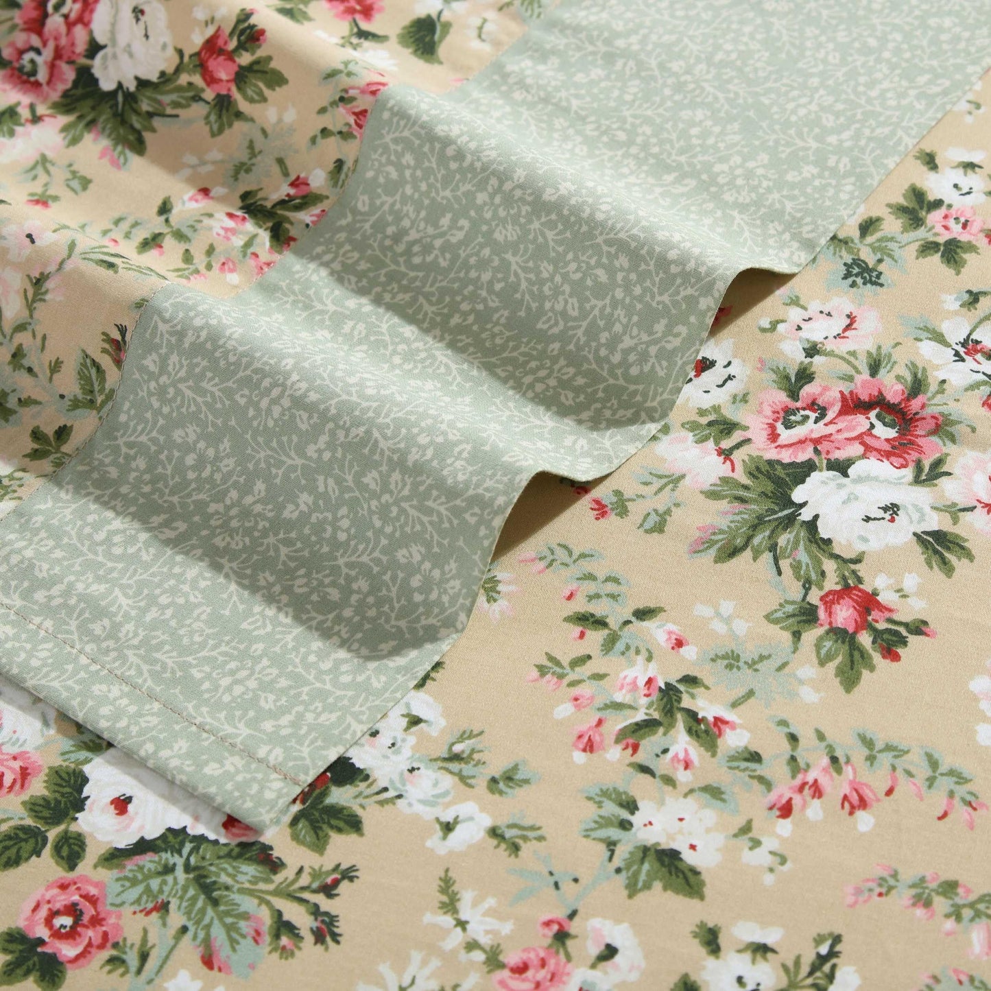 Laura Ashley – Twin Size Sheet Set, Crisp & Lightweight Cotton Percale Bedding with Fitted Sheet and Pillowcase, Floral Room Decor, Deep Pocket, College Dorm Room Essentials (Serene Dream Brown)