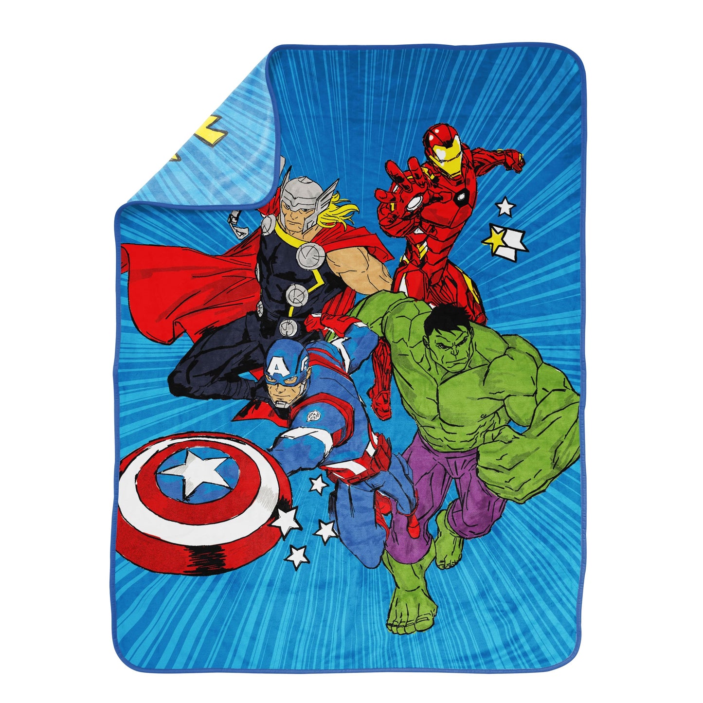 Jay Franco Kids Plush Throw Blanket – Soft & Cozy Fleece Throw for Bedroom & Couch Décor, Official Licensed Product, Blue - Avengers, 46x60 - Throw Blanket