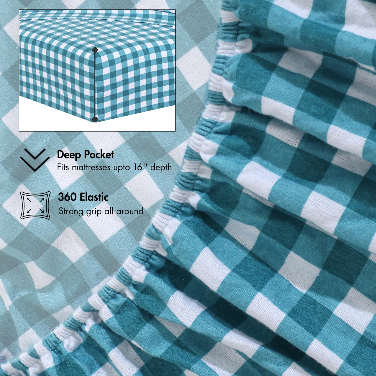 RUVANTI Flannel Sheets Queen Size - 100% Cotton Double Brushed Bed Sheets, Deep Pockets 16 Inches Queen Sheet Set, All Seasons Breathable & Extra Soft - Warm & Cozy, 4 Piece, Cabin Plaid